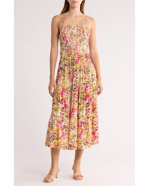 Rip Curl Copacabana Smocked Midi Sundress - White