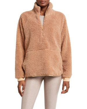 Beyond Yoga High Pile Fleece Half-Zip Pullover - Brown
