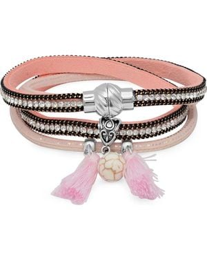 Steeltime Layered Wrap Bracelet - Pink