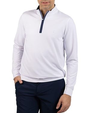 Tailorbyrd Micro Grid Quarter Zip Performance Pullover - White