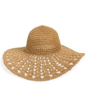 Steve Madden Textural Straw Crochet Floppy Hat - Natural