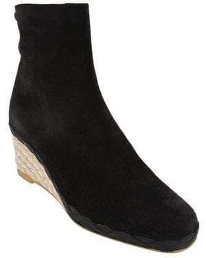 Ferragamo Canaria Suede Espadrille Wedge Boot - Black