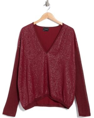 Longchamp Metallic V-Neck Sweater - Red