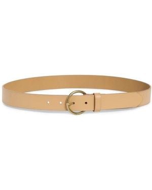 Nordstrom Rack Leather Circular Buckle Belt - Natural