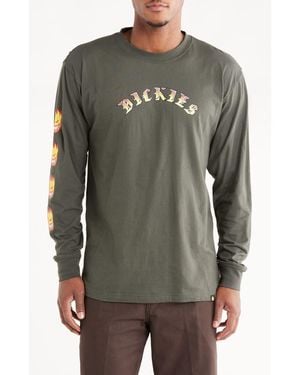 Dickies X Spitfire Long Sleeve Cotton Graphic T-Shirt - Green