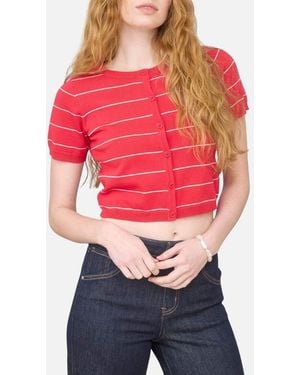 Blu Pepper Short Sleeve Cardigan - Red