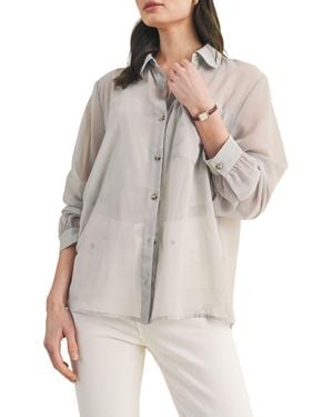 Wishlist Chiffon Button Front Shirt With Cami - Gray