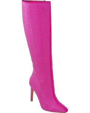 Lady Couture Diamond Rhinestone Pointed Toe Boot - Pink