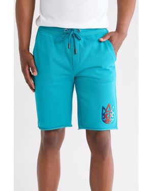 Cult Of Individuality Graphic Cotton Sweat Shorts - Blue