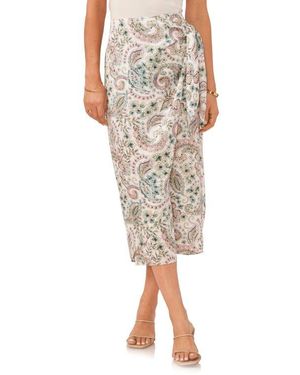 Vince Camuto Paisley Wrap Front Midi Skirt - Multicolor