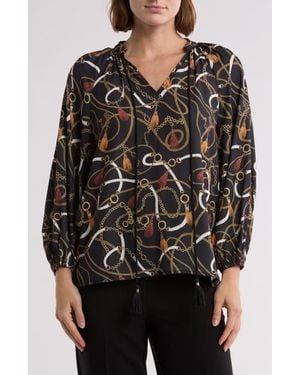 Gemma  Jane Balloon Sleeve Peasant Top - Black