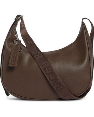 BAGGU Medium Recycled Leather Crescent Shoulder Bag - Brown