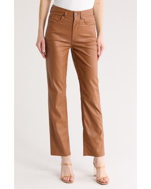 AG Jeans Alexxis High Waist Faux Leather Straight Leg Pants - Brown