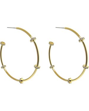Liza Schwartz Stella 18K Plated Cz Station Hoop Earrings - Metallic