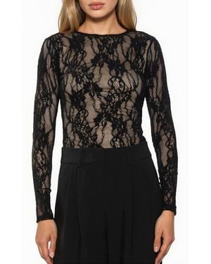 Alexia Admor Celine Stretch Lace Bodysuit - Black