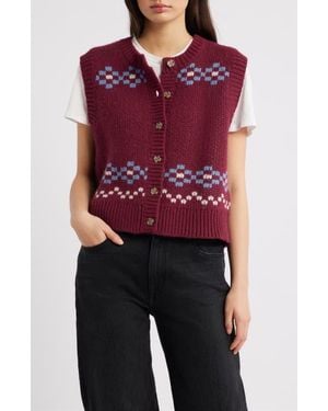 Damson Madder Sofie Wool Sweater Vest - Red