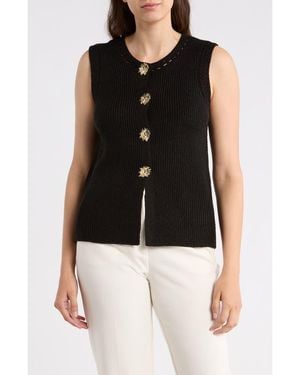 Gemma Jane Button-Up Sweater Vest - Black