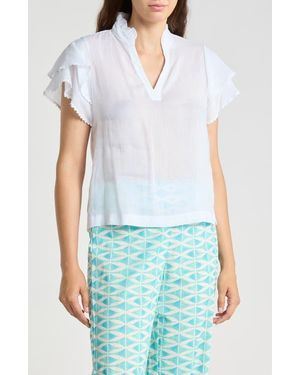 J.McLaughlin Elara Flutter Sleeve Woven Top - White