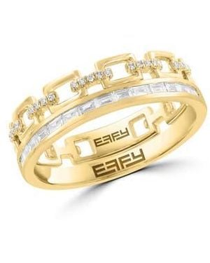 Effy Set Of 2 Diamond Band Stackable Rings - Metallic