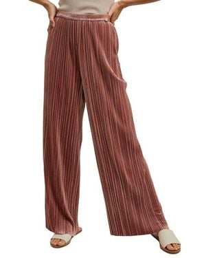 Wishlist Velvet Accordion Pleat Wide Leg Pants - Red