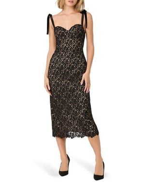 Astr Donnie Lace Corset Midi Dress - Black