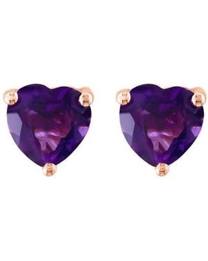 Effy 14K Rose Heart Amethyst Stud Earrings - Purple
