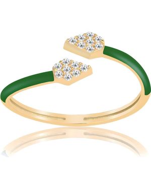 Gabi Rielle Pavé Crystal Enamel Bypass Ring - Blue