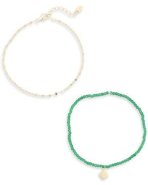 Argento Vivo Two-Piece Heart Charm & Chain Bracelet Set - Blue