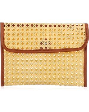 Adornia Rattan & Faux Leather Clutch - Metallic