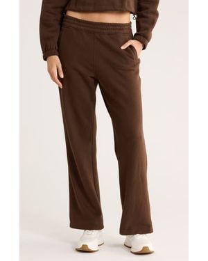 Calvin Klein High Waist Relaxed Straight Leg Sweatpants - Brown