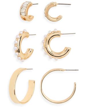 Anne Klein Set Of 3 Hoop Earrings - White