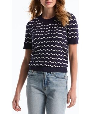 Laundry by Shelli Segal Chevron Short Sleeve Sweater - Black