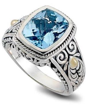 Samuel B. 18K & Sterling Emerald Citrine Ring - Blue