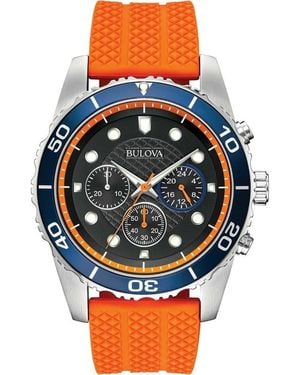 Bulova Sport Chronograph Silicone Strap Chronograph Watch, 43Mm - Orange