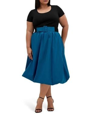City Chic Paris Love Bubble Skirt Dress - Blue