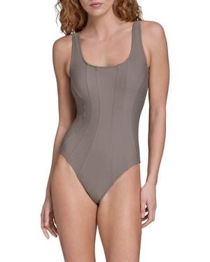 Calvin Klein Seam Detail One-Piece Swimsuit - Brown