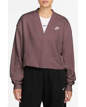 Nike Loose Fleece Cardigan - Purple