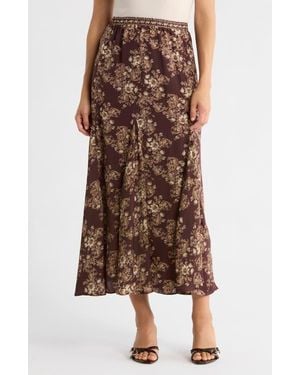 Max Studio Godet Matte Satin Skirt - Brown