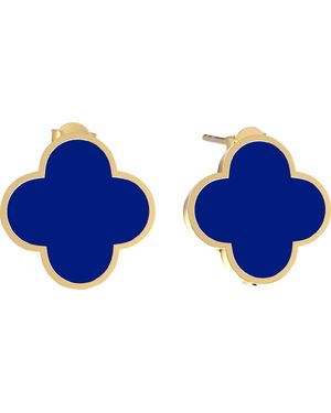 Gabi Rielle Enamel Clover Stud Earrings - Blue