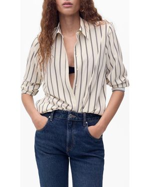 Mango Print Button-Up Shirt - Blue