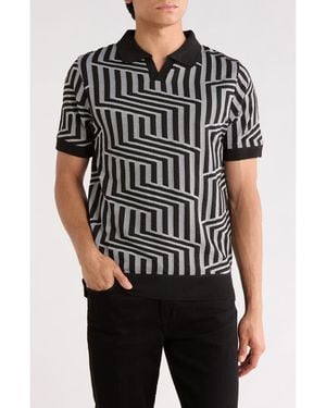 Tom Baine Johnny Collar Knit Polo Sweater - Black