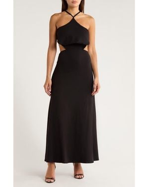 Go Couture Halter Side Cutout Maxi Dress - Black