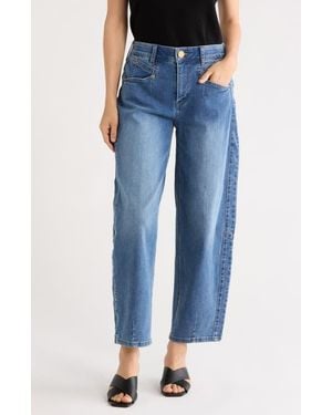 Democracy High Waist Ankle Barrel Leg Jeans - Blue