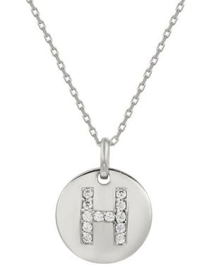 Suzy Levian Cubic Zirconia Initial Disc Pendant Necklace - White