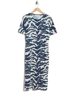 Diane von Furstenberg Florence Short Sleeve Cotton & Silk Dress - Blue