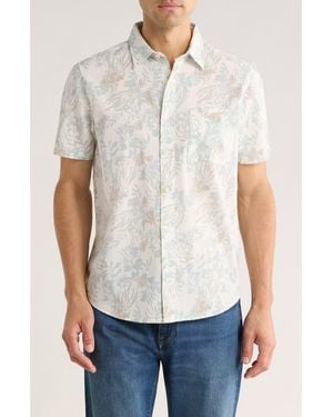 14th & Union Cotton Seersucker Short Sleeve Button-Up Shirt - White