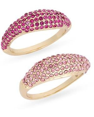Nordstrom Rack Set Of 2 Pavé Crystal Domed Rings - Pink