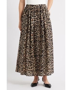 Caslon Print Pleated Maxi Skirt - Brown