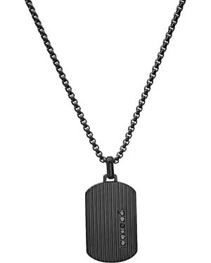 HMY Jewelry Simulated Diamond Dog Tag Pendant Necklace - Metallic