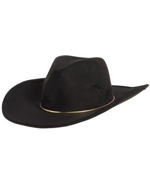 David & Young Band Faux Suede Panama Hat - Black